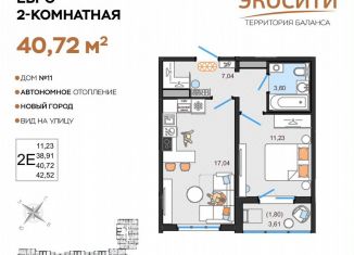 2-ком. квартира на продажу, 40.7 м2, Ульяновская область, жилой комплекс ЭкоСити, 11