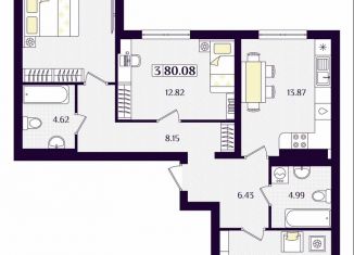 Продается трехкомнатная квартира, 80.1 м2, Гурьевск, Краковский бульвар, 16, ЖК Новая Резиденция