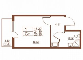 Продаю квартиру студию, 23.8 м2, Санкт-Петербург, Московское шоссе, 262к4