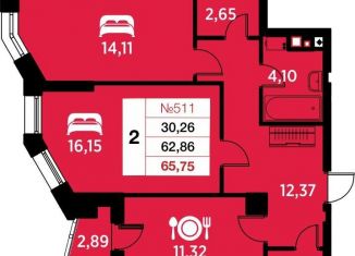 Продажа двухкомнатной квартиры, 65.8 м2, Калининград, Ленинградский район, улица Гайдара, 90