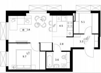 Продается 1-комнатная квартира, 43 м2, Москва, ВАО