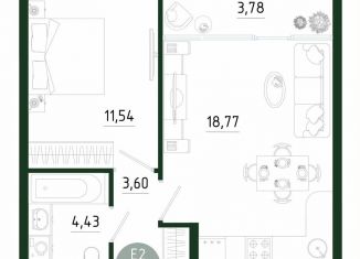 Продается однокомнатная квартира, 42.1 м2, Тула