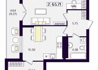 Продам 2-комнатную квартиру, 63.7 м2, Гурьевск, Краковский бульвар, 16, ЖК Новая Резиденция