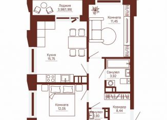 Продам 2-комнатную квартиру, 55.5 м2, Пермь, Кронштадтская улица, 39