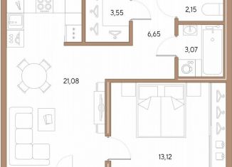 Продам 1-комнатную квартиру, 49.6 м2, Санкт-Петербург, метро Лесная