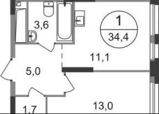 Продам однокомнатную квартиру, 34.4 м2, Московский
