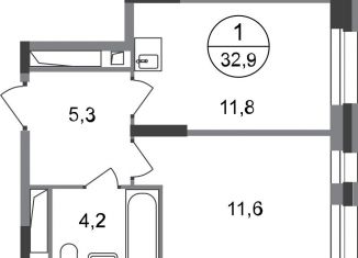 Продается однокомнатная квартира, 32.9 м2, Московский