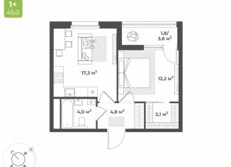 Продажа 1-комнатной квартиры, 43.2 м2, Тверская область