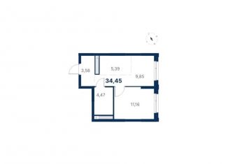 Продается однокомнатная квартира, 34.5 м2, Екатеринбург, улица Титова, 19/42И, метро Чкаловская