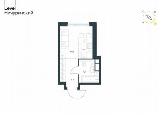 Продаю квартиру студию, 22.1 м2, Москва, жилой комплекс Левел Мичуринский, к11