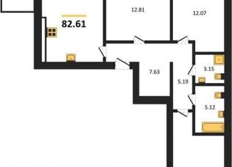 Продаю трехкомнатную квартиру, 82.6 м2, Калининград