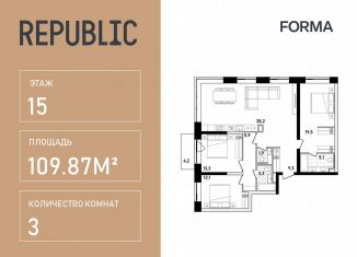 Продаю 3-комнатную квартиру, 109.9 м2, Москва, ЖК Репаблик, к2.1, метро Маяковская