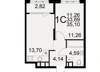 1-ком. квартира на продажу, 35.1 м2, Рязань