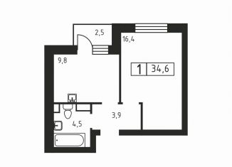 Продажа 1-ком. квартиры, 34.6 м2, Ленинградская область, Вересковая улица, 1к1