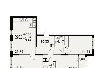 Продается 3-ком. квартира, 78.4 м2, Рязань