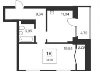 Продам 1-комнатную квартиру, 51.9 м2, Новосибирск, метро Октябрьская