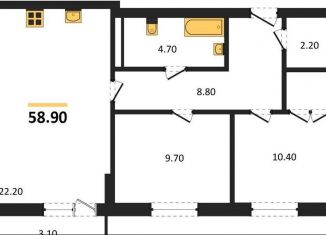 Продам 2-ком. квартиру, 58.9 м2, Калининград, Акварельная улица