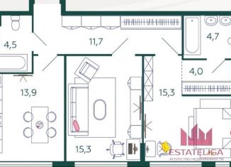 Продам двухкомнатную квартиру, 69.4 м2, Москва, улица Петра Кончаловского, 7к3, ЮАО