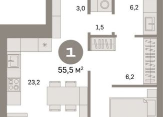 Однокомнатная квартира на продажу, 55.5 м2, Санкт-Петербург, муниципальный округ Морской