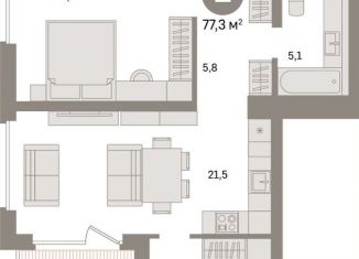 Продажа 2-ком. квартиры, 77.3 м2, Санкт-Петербург, муниципальный округ Морской