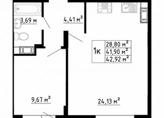 Продаю 1-ком. квартиру, 41.8 м2, Ленинградская область, Рождественская улица, 2