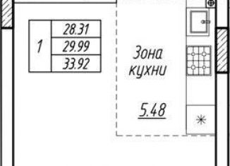 Продам квартиру студию, 30 м2, Калининградская область