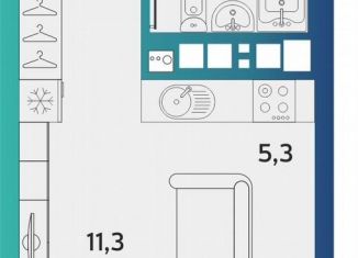 1-ком. квартира на продажу, 26.3 м2, Ижевск, улица Архитектора П.П. Берша, 44