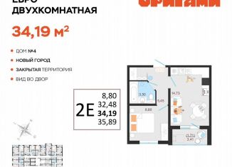 2-комнатная квартира на продажу, 34.2 м2, Ульяновская область, жилой комплекс Оригами, 4