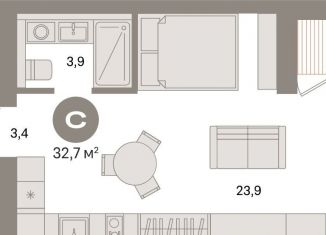 Квартира на продажу студия, 32.7 м2, Санкт-Петербург, муниципальный округ Морской