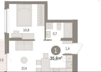 Продам 1-комнатную квартиру, 35.8 м2, Липецкая область, площадь Петра Великого, 1