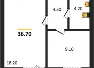 Продается однокомнатная квартира, 36.7 м2, Калининград, Акварельная улица