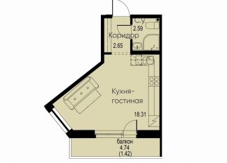 Продам квартиру студию, 25 м2, Мурино, Романовская улица, 2