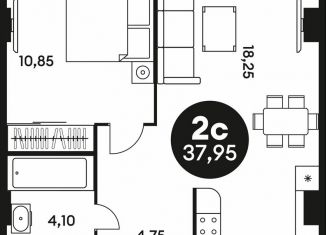 Продажа однокомнатной квартиры, 38.3 м2, Ростов-на-Дону, Красноармейская улица, 254