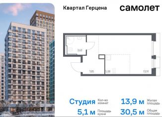 Продажа квартиры студии, 30.5 м2, Москва, жилой комплекс Квартал Герцена, к1, метро Зябликово