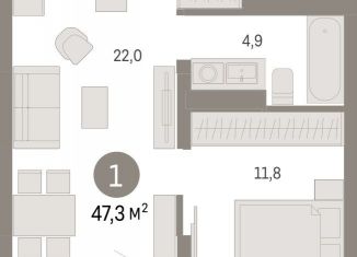 Продам 1-ком. квартиру, 47.3 м2, Липецк, площадь Петра Великого, 1