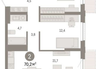 Продается 2-ком. квартира, 70.2 м2, Липецк, площадь Петра Великого, 1