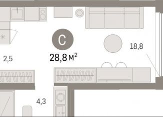 Продам квартиру студию, 28.8 м2, Липецкая область, площадь Петра Великого, 1