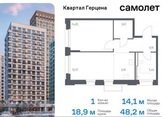 1-ком. квартира на продажу, 48.2 м2, Москва, жилой комплекс Квартал Герцена, к1, метро Зябликово