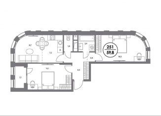 Продается 2-ком. квартира, 60 м2, Москва, метро Текстильщики