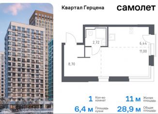 Продается 1-комнатная квартира, 28.9 м2, Москва, жилой комплекс Квартал Герцена, к2, метро Зябликово