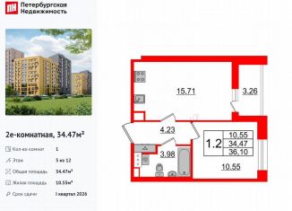 Продаю однокомнатную квартиру, 34.5 м2, Санкт-Петербург, метро Озерки