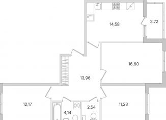 Трехкомнатная квартира на продажу, 77.1 м2, городской посёлок Янино-1