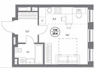 Продам квартиру студию, 29.4 м2, Москва, метро Текстильщики