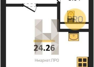 Продаю квартиру студию, 24 м2, Челябинская область, улица Блюхера, 123Г