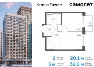 Продается двухкомнатная квартира, 32.9 м2, Москва, жилой комплекс Квартал Герцена, к2, метро Зябликово