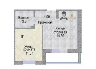 Продам 1-ком. квартиру, 42.9 м2, Тольятти, улица Маршала Жукова, 60