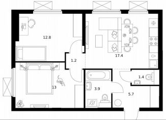 Продажа 2-ком. квартиры, 55.4 м2, Мытищи