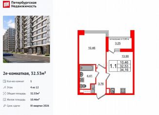 Продажа 1-комнатной квартиры, 32.5 м2, Санкт-Петербург, Кубинская улица, 78к2, метро Ленинский проспект