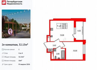 Продажа 1-комнатной квартиры, 32.2 м2, посёлок Шушары