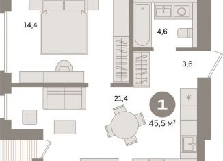 Продаю 1-ком. квартиру, 45.5 м2, Санкт-Петербург, метро Зенит